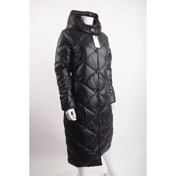 NOIZE Womens Amiyah Long Length Puffer Coat Jacket Black XS New NO BELT